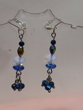 Hamd Crafted Blue Crystal Drop Earrings -